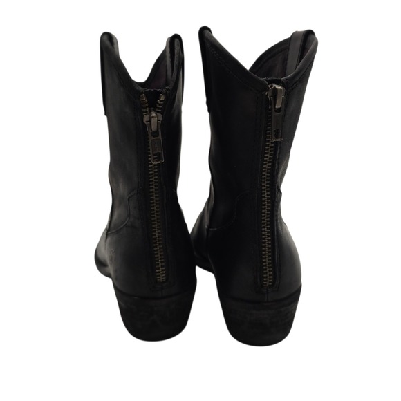 Born‎ Black Leather Ankle Cowboy Boots Women's M Zip Back Western Ranchcore Moto - Picture 10 of 12